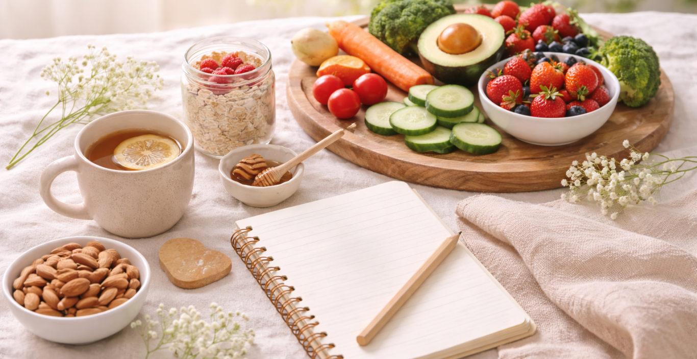 Gesunde frische Lebensmittel für ausgewogene Ernährung