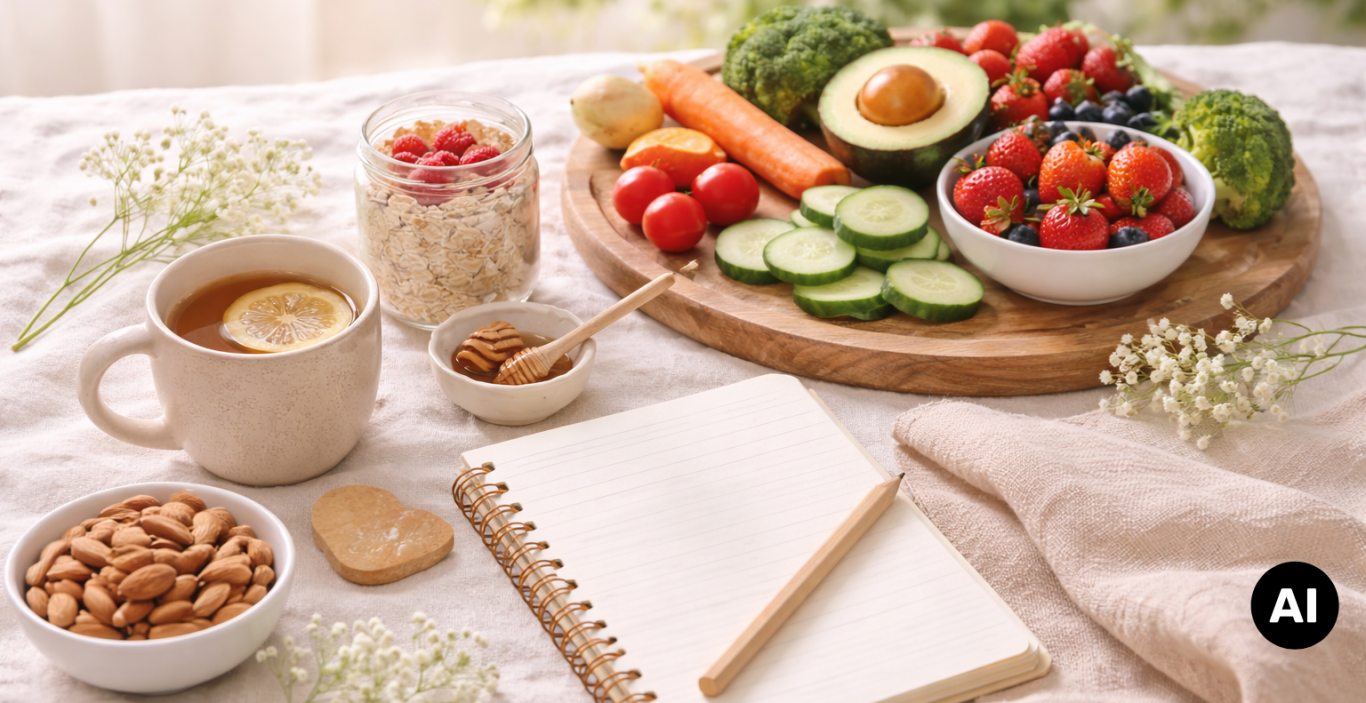 Gesunde frische Lebensmittel für ausgewogene Ernährung